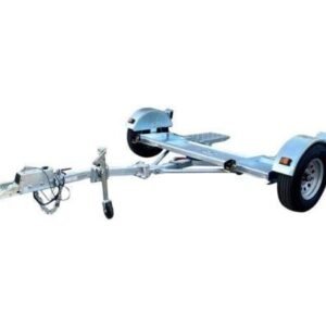 Mowterra Galvanized Car Tow Dolly – Stow and Go Folding RV Trailer with Surge Brake, 4900 lb Load