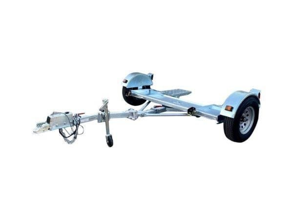 Mowterra Galvanized Car Tow Dolly – Stow and Go Folding RV Trailer with Surge Brake, 4900 lb Load
