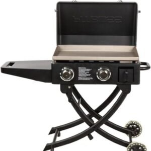 Pit Boss 2-Burner Portable Gas Griddle with Folding Legs, 320 sq.in Cooking Surface, 18,000 BTU, Locking Lid & Cover