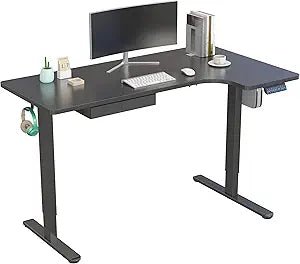 L-Shaped Electric Standing Desk – Adjustable Height Table with Memory Settings