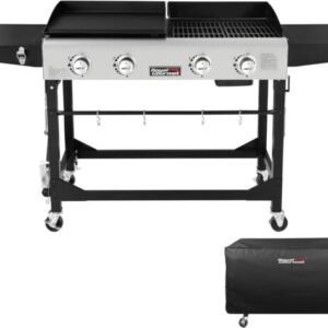 Royal Gourmet 4-Burner Gas Grill & Griddle Combo with Cover, 584 Sq.In Cooking Space, 48,000 BTU, Portable Outdoor Cooker