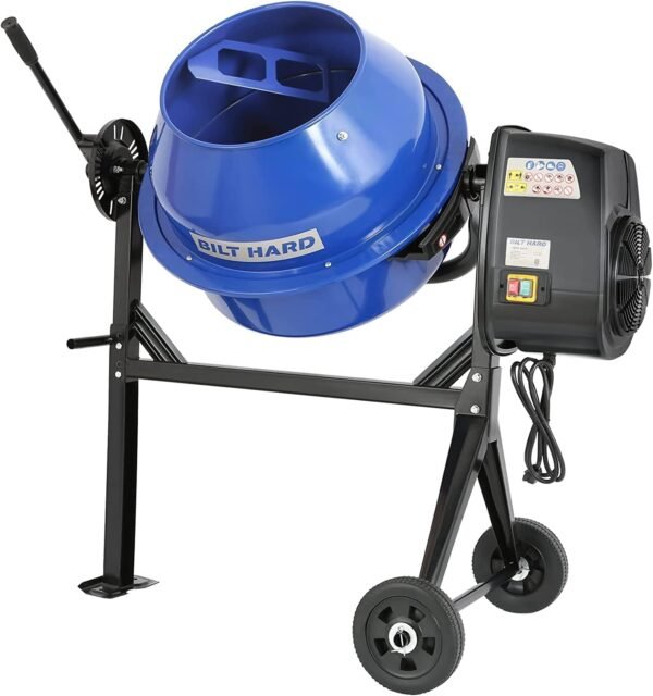 BILT HARD 4 Cu. Ft. Electric Cement Mixer – 550W Portable Mixer with Wheels