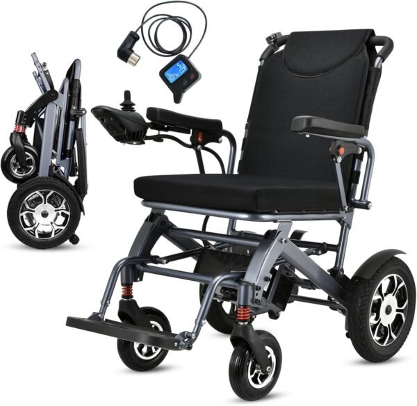 2025 Reclining Electric Wheelchair – 30+ Mile Range, Foldable All-Terrain Power Chair with Dual Batteries, Headrest & Telescopic Handle
