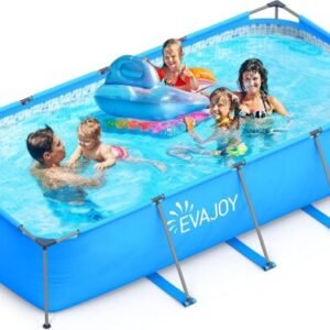 EVAJOY 16ft x 48in Round Above Ground Metal Frame Pool Set with 2000 GPH Sand Filter Pump, Ladder, Cover & Ground Cloth – Outdoor Backyard Swimming Pool