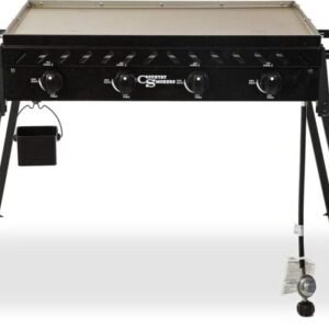 Highland 4-Burner Portable Flat Top Griddle – 597 sq.in Cooking Surface, 44,000 BTU, Pre-Seasoned, Grease Management, Propane Gas Grill