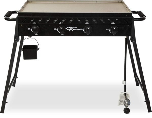 Highland 4-Burner Portable Flat Top Griddle – 597 sq.in Cooking Surface, 44,000 BTU, Pre-Seasoned, Grease Management, Propane Gas Grill