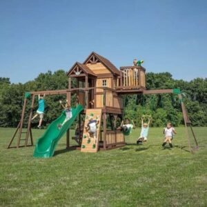 Mowterra Discovery Skyfort II Cedar Swing Set – Outdoor Playset for Kids with Slides & Swings