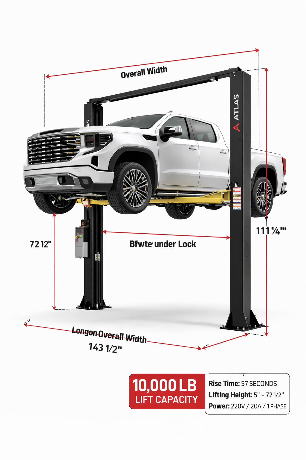 BendPak HD-9XL 9,000-lb. Capacity Four-Post Lift – Extended-Length Vehicle Lift with Standard Width, Multi-Level Safety Locks, and 75-Inch Lifting Height (SKU: 5175859) - Image 4
