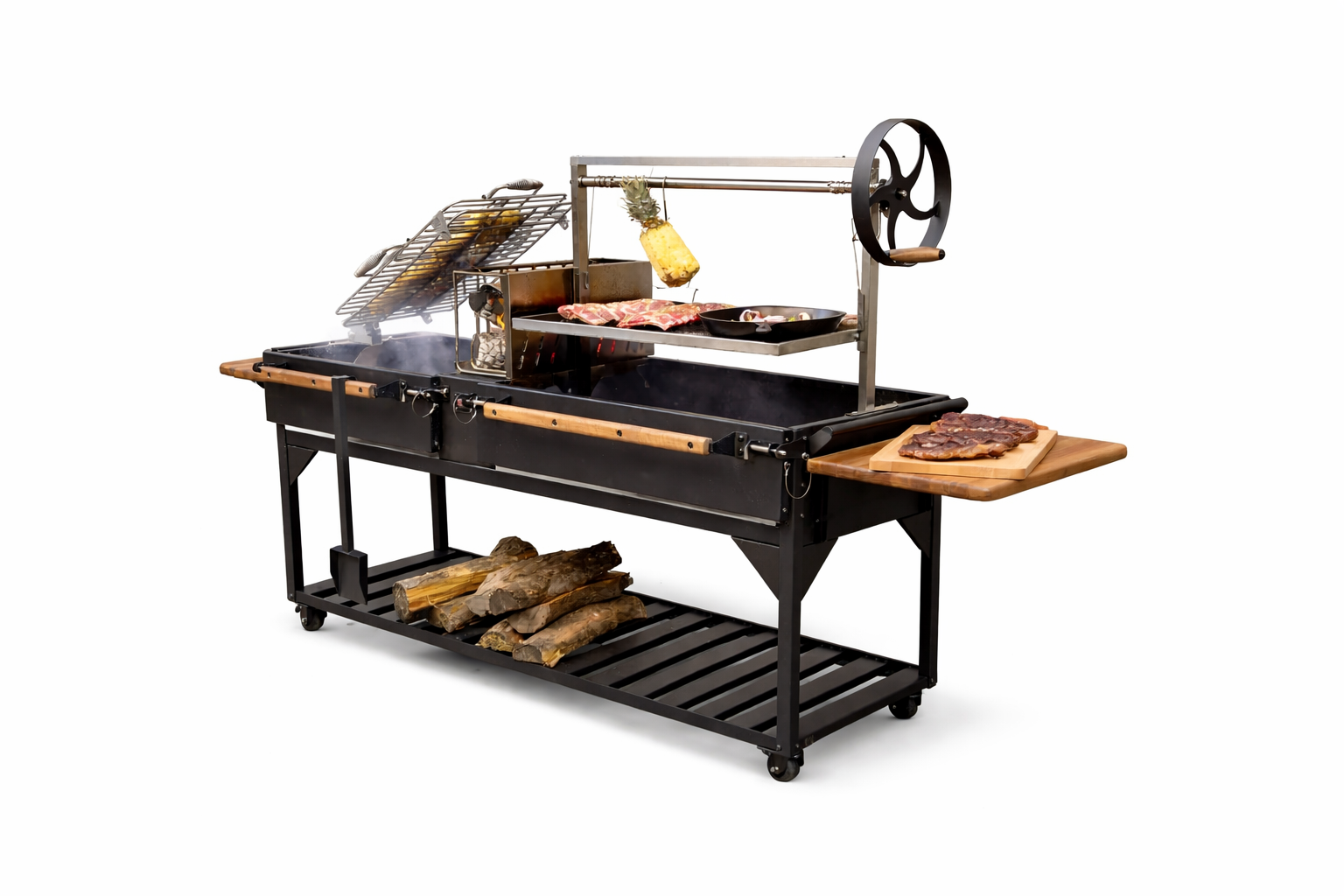 Argentine Santa Maria XL Dual-Zone Live Fire Grill – Heavy-Duty Adjustable Height Grates with Integrated Brasa Brasero and V-Channel Grease Management - Image 4