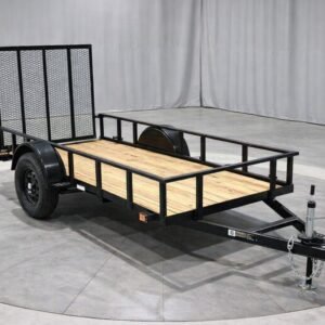 5' x 10' Carry-On Heavy-Duty Utility Trailer – Wood Floor Open Utility Trailer with 4-Foot Rear Mesh Ramp and 2,990 lb. GVWR