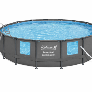 Coleman 18' x 48" Power Steel Swim Vista Series II Deluxe Pool Set – High-Capacity Above Ground Pool with Panoramic View Portholes and Tritech™ Reinforced Liner